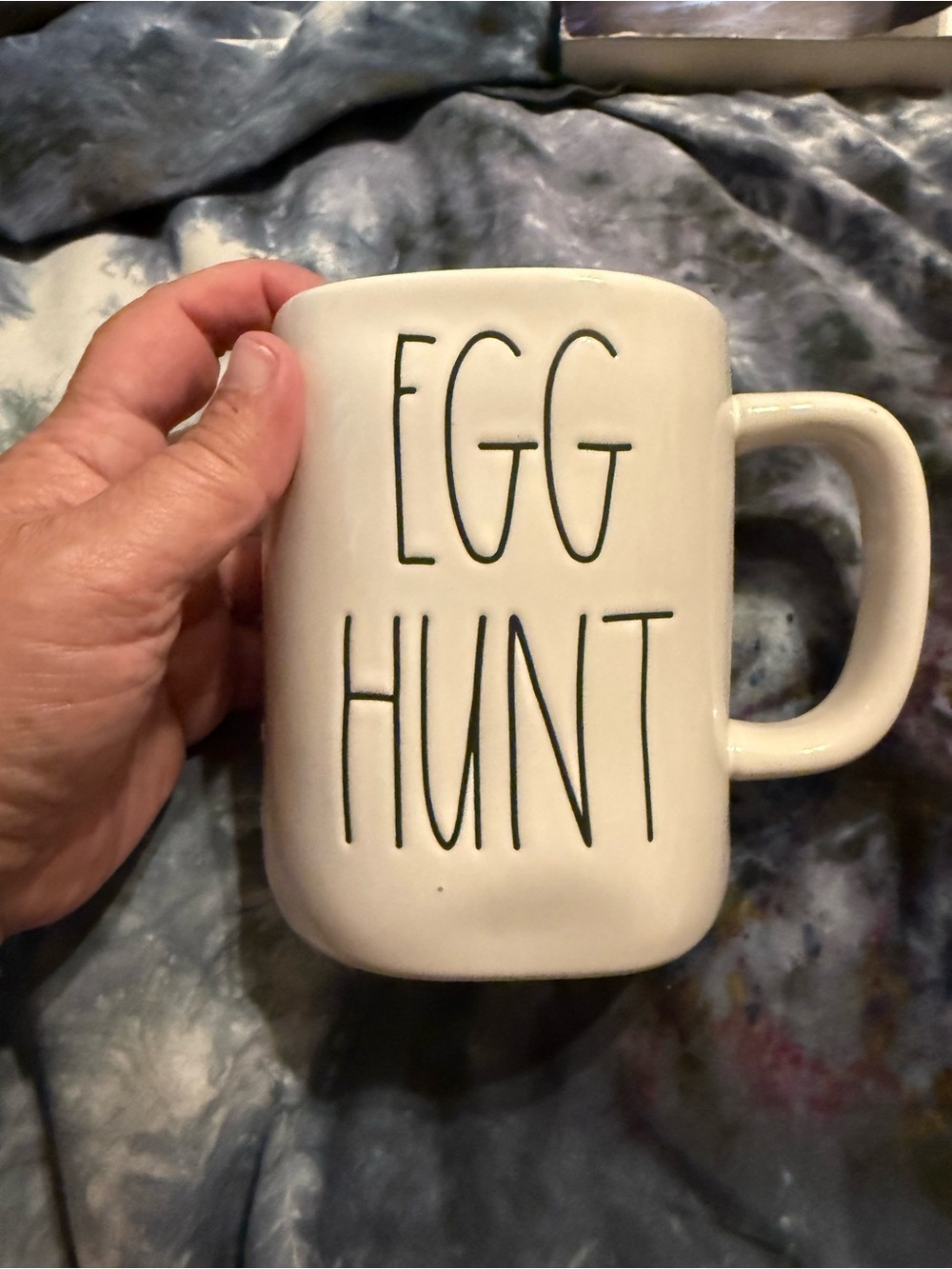 Rae Dunn White 'EGG HUNT' Ceramic Mug